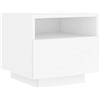 vidaXL Comodino con Luci LED Bianco 40x39x37 cm, Comodino con Luce LED, Mobile per Camera da Letto, Porta Telefono, Comodino con LED