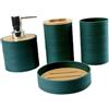 YWJLQH Set di 4 Decorazioni per Il Bagno, tra Cui Portasapone, Bicchiere per Collutorio E Portaspazzolino, Verde Scuro