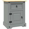 vidaXL Legno di Pino Messicano Comodino Corona Range con Anta e Cassetto Rustico Cerato Elegante Robusto Armadietto Tavolino Notte Grigio 53x39x67 cm