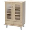 Iris Ohyama Marchio Amazon - Movian KPB-9360 Comò/Buffet 2 cassetti e 3 Ripiani con Ante in Vetro in Legno MDF, Rovere Chiaro