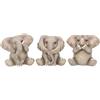 Nemesis Now - Tre statuette a forma di elefantino, 12 cm, colore grigio