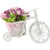 RESOYE Fiore artificiale viola con bicicletta nostalgica da giardino, mini cestino di fiori da bicicletta, fiori finti in vaso per la decorazione di casa e matrimonio