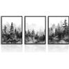 Dazzlewall Poster Decorazione Murale Foresta Nebbiosa Montagna Bianco Nero Paesaggio Murale per Camera da Letto Soggiorno Decorazione 12x16 in Senza Cornice Set di 3