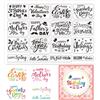 INFUNLY Timbro trasparente per carte con scritta scritta Happy Birthday Timbri in gomma Happy Pasqua Trasparente Timbri in silicone per vacanze Benedizioni Parole timbro trasparente per Scrapbooking