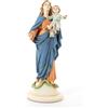 SHALOM - Statua Madonna Con Bambino, In Polvere Di Marmo Colorata. Altezza 32 Cm