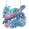 MOGTAA Tartaruga Diamante Art Ornamenti da appendere con catena, 5D Kit per pittura con diamanti a forma di speciale per adulti principianti, pittura con diamanti di cristallo con fiori, decorazione