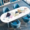 Surwin Tovaglia Ovale con Bordo Elastico, Antiscivolo Elastico Colorblock Copritavolo Ovale Antimacchia Protezione Tavolo Casa Ristorante Sala da Pranzo Giardino (Bianco,122x183cm)