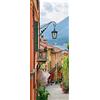 A.Monamour Adesivo Porta Autoadesiva Vista Sulla Strada Della Città A Bellagio Lago Di Como Italia Vinile PVC Adesivi per Porte 3D Pellicola Adesiva Poster Sticker Murale Parete Carta da Parati
