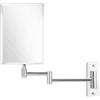 MIRRORVANA Specchio da parete senza cornice per bagno con estensione girevole da 28 cm, senza ingrandimento, superficie rettangolare 22,1 x 16 cm, cromato