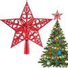 Lebenistgut Puntale Per Albero Di Natale Stella, Topper per Albero di Natale 20cm Rosso con Design Vintage Traforato, Leggero e Infrangibile, Elegante Punta Albero per Decorazioni Natalizie Classiche