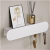Yorbay Moderno portachiavi in metallo con ripiano: gancio portachiavi da parete con 6 ganci, design minimalista, portachiavi per corridoio e ingresso (bianco)