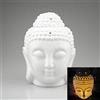 EVERGD Statua cava a forma di testa di Buddha in ceramica, per aromaterapia, fornace per sala yoga o meditazione, 15 x 9 cm, colore: bianco