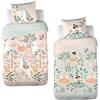 CÔTE DECO Parure da letto stampata bistoria 140 x 200 cm per bambini, copripiumino 140 x 200 cm + 1 federa 63 x 63 cm, motivo stampa signora e unicorno rosa e blu, set copripiumino in cotone