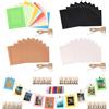 Rustark 84 cornici in carta di colori misti, con clip in legno e spago di iuta, per decorazioni da parete, 11 x 9,5 cm, colori misti