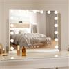 LIANWANG Specchio Trucco con Luci 80x60 cm, Specchio Hollywood con Luci con 17 LED Regolabili, 3 Modalità, Memoria Intelligente, Controllo Touch, Bianco, Montaggio a Parete e Tavolo