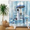 SDOTPMT 105x160cm Inverno Pupazzo di neve con Nero Cappello Tenda da doccia Blu Fungo Bianco Fiocco di neve Tenda da bagno Iceberg Nevoso Scenario Tenda da vasca per Bagno Poliestere con ganci