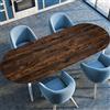 Surwin Tovaglia Ovale con Bordo Elastico, Antiscivolo Elastico Copritavolo Ovale Antimacchia Protezione Tavolo Casa Ristorante Sala da Pranzo Giardino -3D venatura del legno (Caffè,122x173cm)