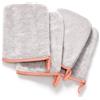 PHOGARY Confezione da 4 guanti da bagno in spugna velluto corallo in microfibra, guanto da lavaggio per viso e corpo, 16 x 23 cm, grigio