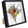 Kozdtiz Cornice portafoto 3D da riempire, 22,8 x 22,8 cm, in legno profondo fino a 3 cm, da riempire con oggetti, fiori, regalo di nozze o ricordi, colore nero
