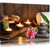Pixxprint Candele con Pietre Zen e ninfea Stampa su Tela 80x60 cm Artistica murale