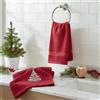 Bifulco Biancheria Set 2 asciugamani natalizi viso + ospite Art. Snowtree in 100% cotone 480 gsm con Albero di Natale ricamato (Rosso)