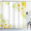 ABAKUHAUS Fiore Tenda da Doccia, Astratto, Tessuto Set di Decorazioni per il Bagno con Ganci, 175 x 200 cm, Bianco E Giallo