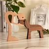 Jauhmui Statua Cucciolo in Legno Stile Astratto Ornamento Decorativo Domestico
