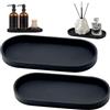 HAYGEM 2 Pezzi Ovale Nero Vassoi da Toletta, Pieghevole Decorativo Bathroom Tray, Stoccaggio Oggetti Svuotatasche Design, per Soggiorno, Camera da Letto, Lavandino, Vasca da Bagno e Lavelli da Cucina