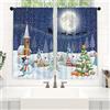 Odot 2 Pannelli Tenda Corta per Finestra Cucina, Tende da Bistrot Cucina Mantovane Corte per Decorazione Interni Finestre Piccole Soggiorno Camera da Letto Bagno (Stile natalizio D,65x115cm)