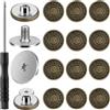 Qianyu Set di 12 bottoni regolabili per jeans da 17 mm, senza cuciture, in metallo, rimovibili, riutilizzabili, con fili, rivetti e cacciavite rimovibile