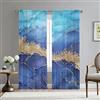 Mateju Tende per Interni Trasparenti Moderne 2 Pezzi, Marmo Tende Voile Semi Trasparenti Sheer Tendoni per Salotto per Balcone Camera da Letto (oro blu,108L X 230A cm (2 Pannell)
