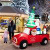 COSTWAY Decorazione Gonfiabile di Natale 240 cm, Gonfiabile di Babbo Natale con Pupazzo di Neve e Pinguino con LED e Soffiatore, per Prato, Casa, Festa