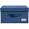 VIRSUS Scatola Piccola Portaoggetti Pieghevole BLU in tessuto con coperchio 6921, misura 33x28x16 cm, contenitore salvaspazio con maniglia per Armadio organizer per vestiti, accessori (1)