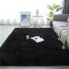 Hiseng Shaggy Tappeto per Soggiorno, Moderno Soffice Peloso Ultra Molle Antiscivolo Tappeti Moquette per Interni Divano Camera da Letto Bambino Cameretta (60x200CM,Nero)