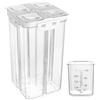LEKABIN Contenitore ermetico con coperchio, 2400 ml, 4 scomparti, per cucina, dispensa, cibo secco, zucchero, farina, misurino