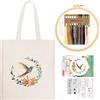 JSRQT Colibrì Kit per Ricamo Punto Croce con Borsa in Tela, Floreale Kit per Principianti Adulti Punto Croce Stampa, Lavoretto a Ricamo Fatto a Mano con Strumenti, Istruzioni, Ago e Filo, Beige