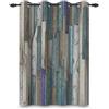 ggaimwf 107x215cm Tenda oscurante in legno Blu grigio Righe verticali Chiodi Paese Tende con occhielli per finestre con isolamento termico per soggiorno camera da letto,1 pannello singolo