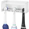 Linkidea Portaspazzolino elettrico da parete con coperchio per bagno, organizer per spazzolino elettrico a 5 scomparti, compatibile con Oral-B serie iO, Philips Sonicare ProtectiveClean (bianco)