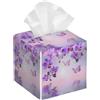 Ginfult Scatola decorativa per fazzoletti con motivo viola farfalla orchidea modello impermeabile in pelle quadrata scatola per fazzoletti di carta facciale cubo di archiviazione per auto bagno