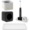 Linkidea Mini Portaspazzolini Elettrici con Piatto di Diatomite, Portaspazzolino in Ceramica Marmorizzato per Piani Bagno, Set Monouso Spazzolino per Coppia Bambini