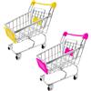 Auswalar 2 mini carrelli della spesa, mini carrelli per la spesa, cestino della spesa, decorazione da scrivania, porta trucchi (giallo + rosa)