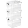 VIRSUS Contenitori Multiuso Trasparente 17G8, misura 42x36x25 cm e capacità 25Lt, porta biancheria, coperchio 2 chiusure a scatto ermetiche, box salvaspazio impilabile armadio, accessori (3)