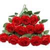 HNVNER 12 PCS Rose Rosse Finte di seta, stelo lungo singolo, Fiori di Rose Artificiali per Matrimoni, Casa, Giardino, Feste di Compleanno, Rosso