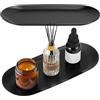 QINGZY 2 Pezzi Vassoio Decorativo Tavolo, Vassoio da Portata Ovale Acciaio Inox 23 X 9,5 cm, Piccolo Vassoio per Bagno Portaoggetti Nero per Gioielli Cosmetici, Candela, Tè, Snack