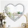 Lzuso Specchio da parete in cristallo Crush Diamond Hanging Frameless argento a forma di cuore specchio per vanità, camera da letto, soggiorno, bagno, corridoio Decor