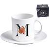 My Custom Style Tazzina da Cappuccino-The con piattino Incluso, in Ceramica #Lettera M Font_0002# 70x70mm