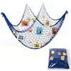 ALMLWIAJ Rete da pesca decorativa a rete nautica, decorazione da parete, per foto da parete per feste mediterranee (blu con conchiglie)