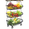 LANTUS Corbeille a 4 Livelli per Frutta e Verdura - Supporto di Archiviazione Impilabile Con Ruote - Carrello per Dispensa da Cucina - 40*30*72cm