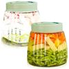 Leikurvo 2 barattoli per fermentazione da 1 l con doppia valvola, in vetro ermetico, senza piombo, contenitori per kimchi, crauti, marmellate, noci, miele (verde)