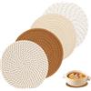 Youghuen 4 Sottopentola in Cotone a Filo Multiuso Rotondi Sottobicchiere Sottopentola Minimalista Sottobicchieri Assorbenti in Tessuto di Cotone, Poggiapentola Assorbimento Dell'Acqua, Sottopiatti Rotondi Eleg